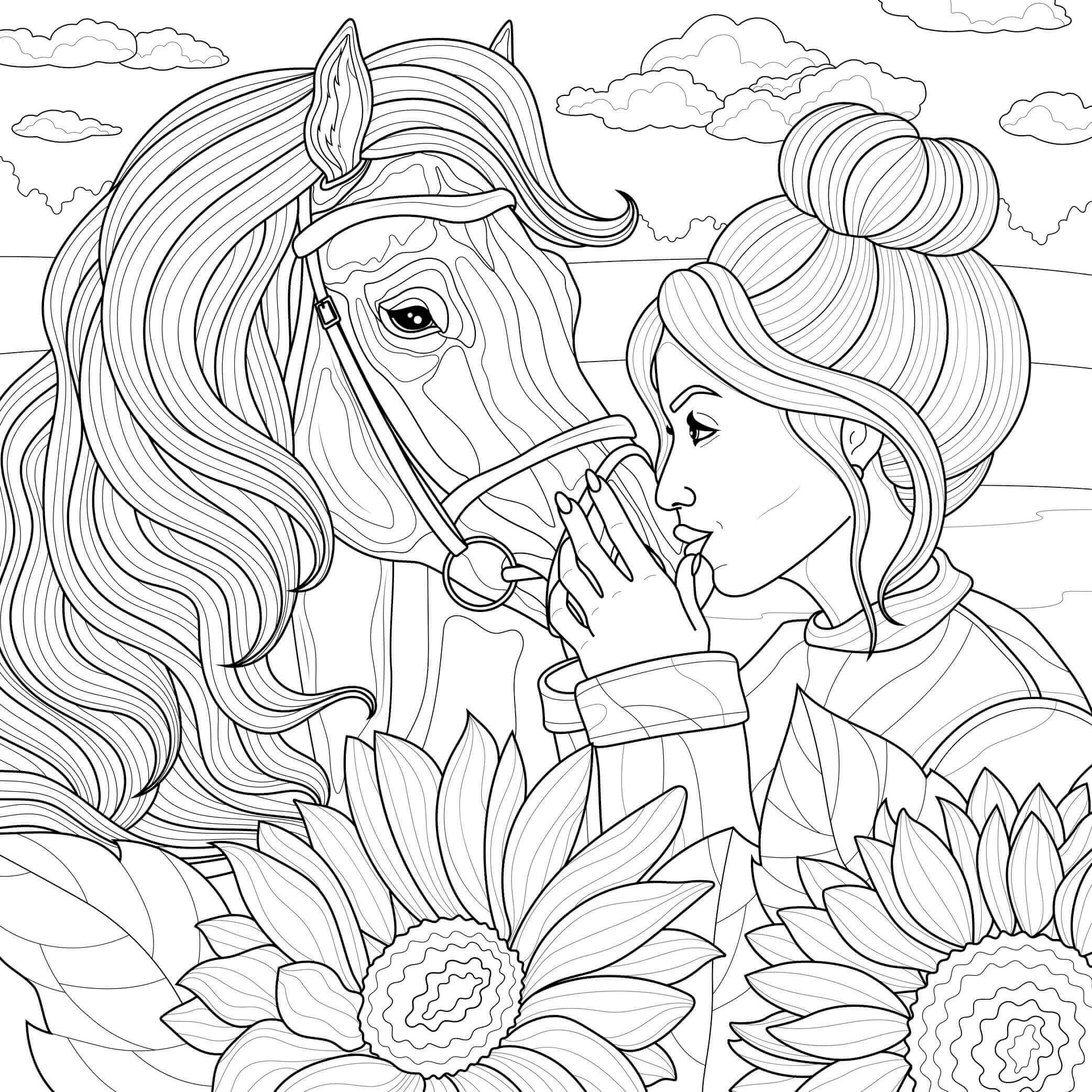 Coloriage à Imprimer : Cheval