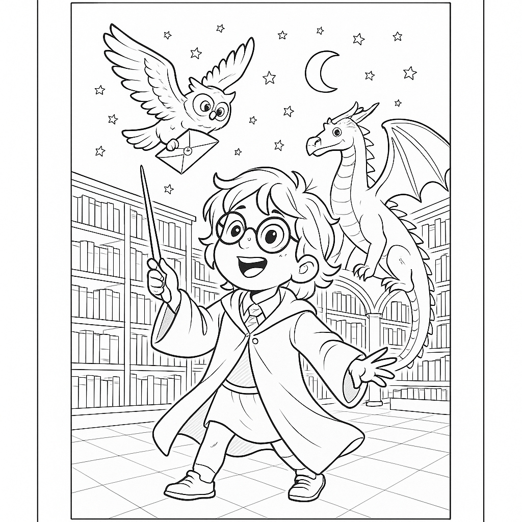 Coloriage à imprimer Harry Potter : Plongez dans l'unive...