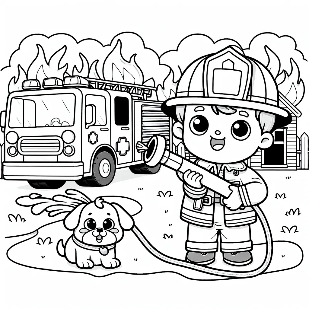 Coloriage Sam le Pompier : Créativité et Apprentissage