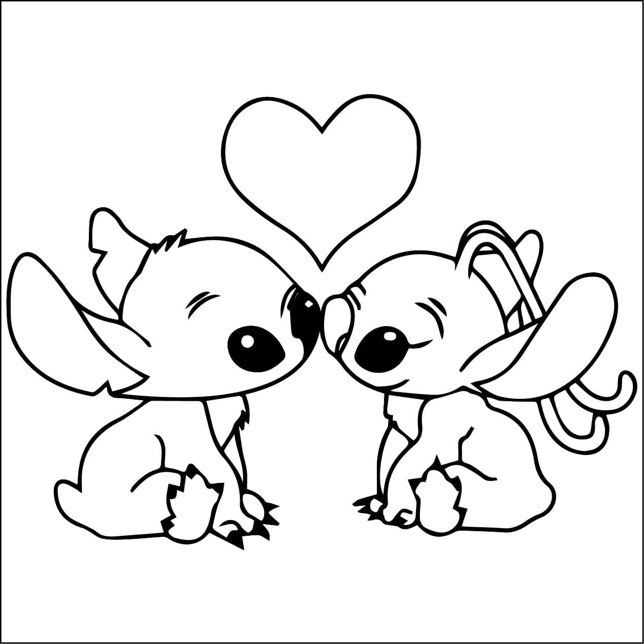 Coloriage Stitch et Angel Kawaii : Créativité et Détente