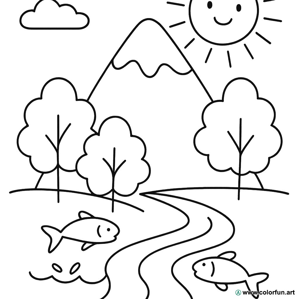 coloriage à imprimer paysage