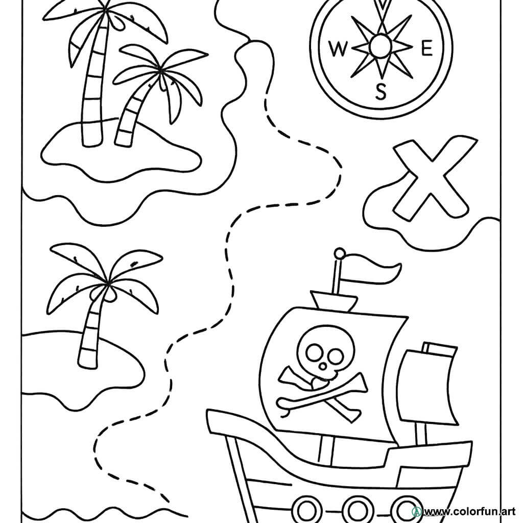 coloriage carte au trésor