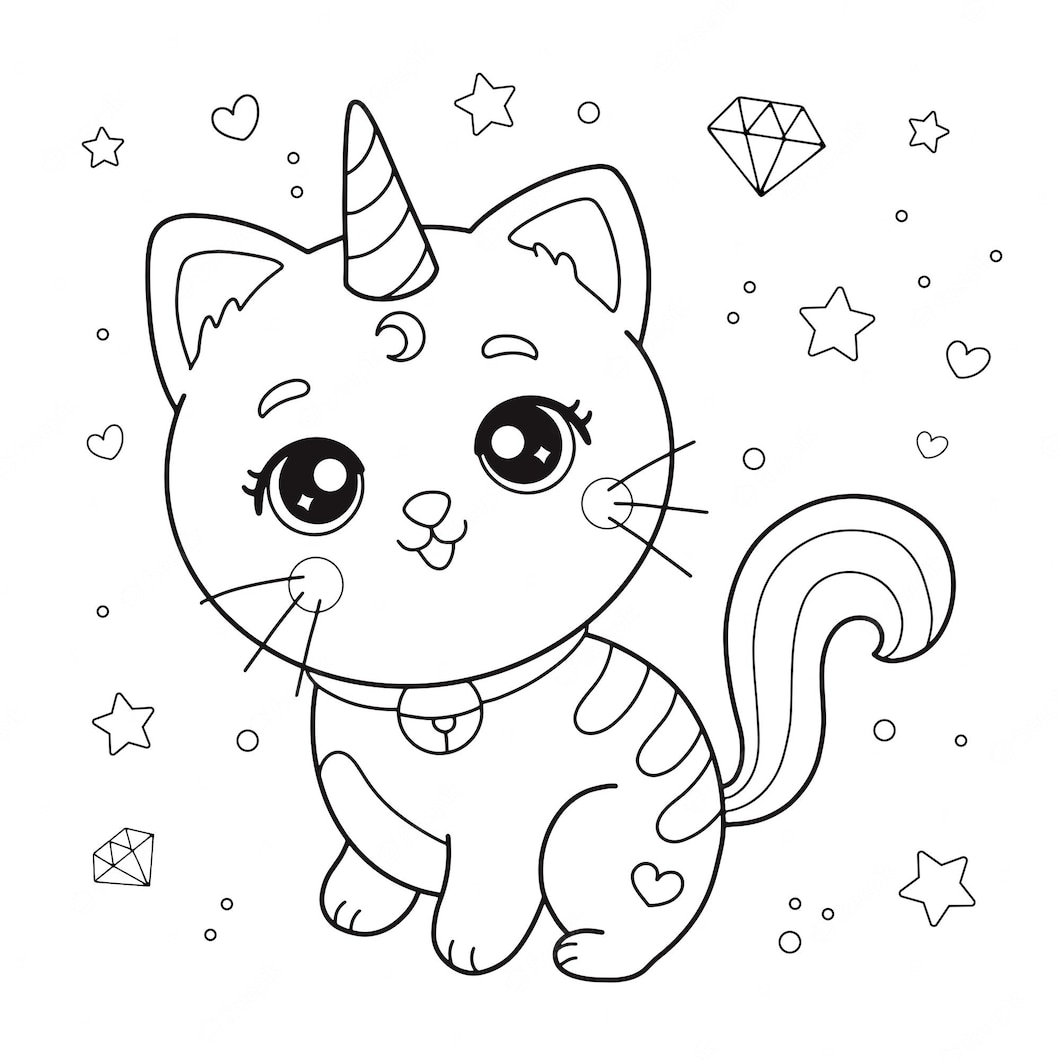 coloriage chat kawai