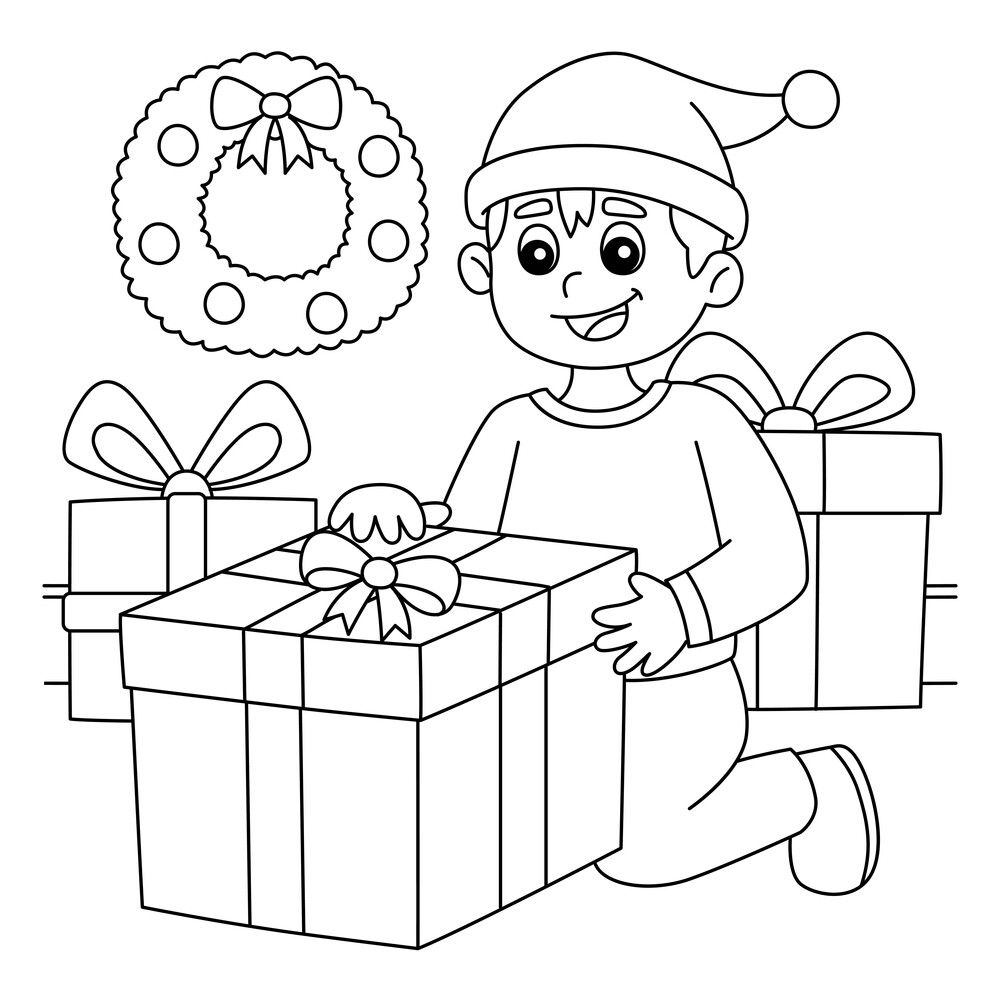 coloriage de cadeau de noel