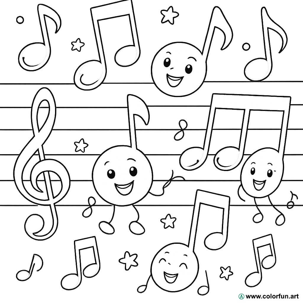 coloriage de note de musique