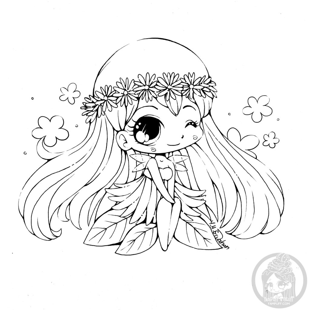 coloriage fille kawaii