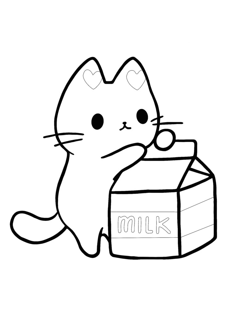 coloriage kawaii chat