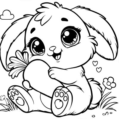 coloriage lapin kawaii