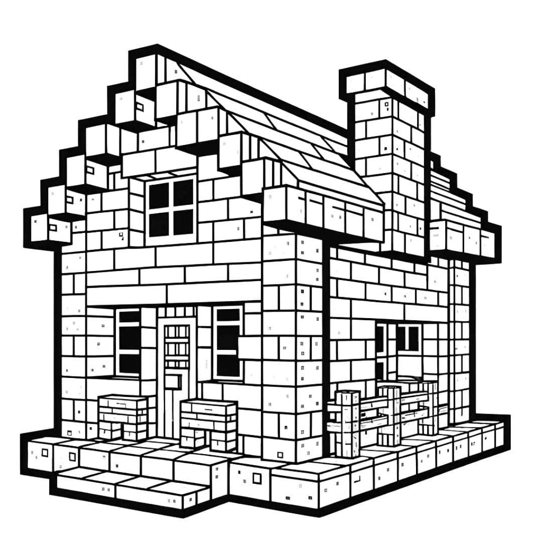 coloriage maison minecraft