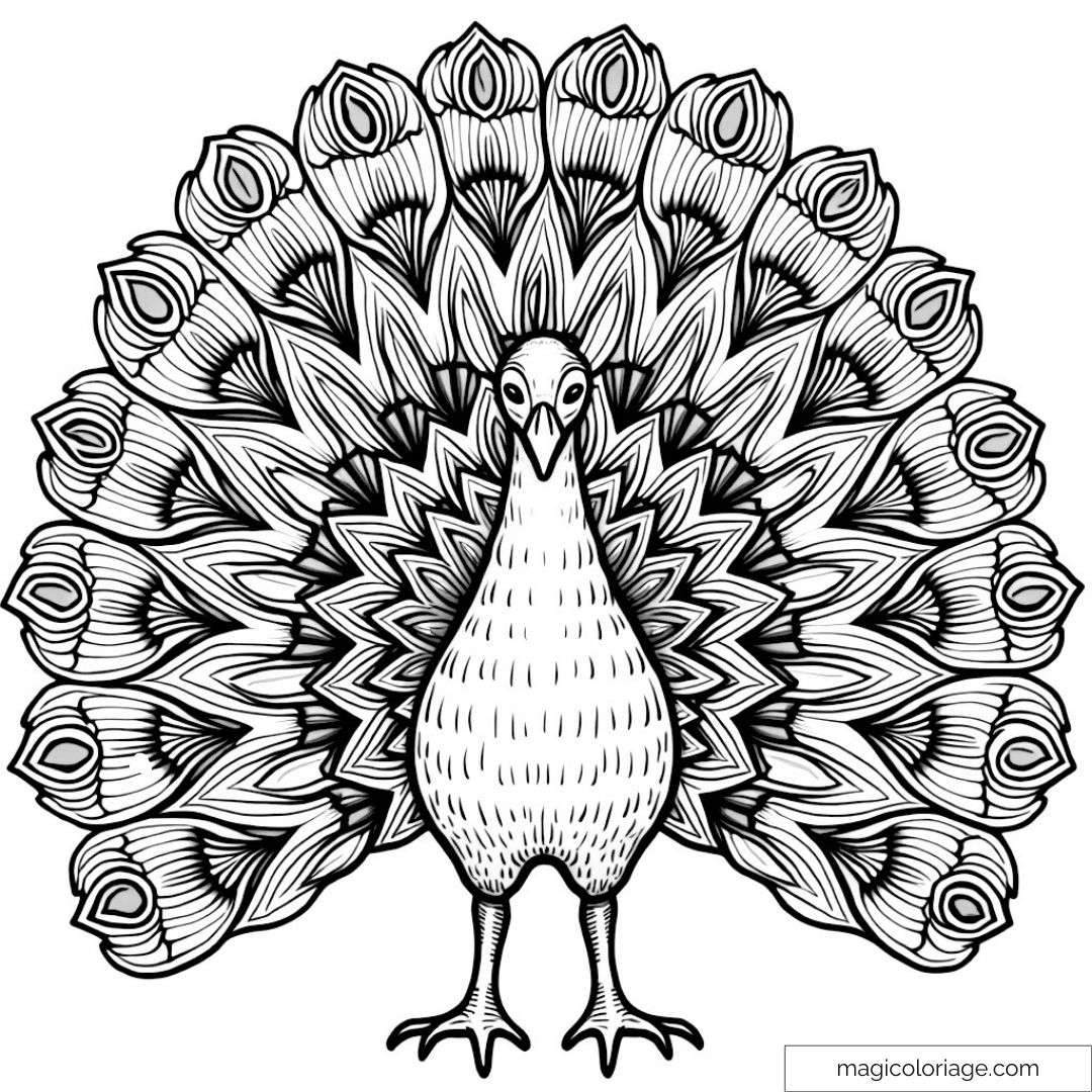 coloriage paon