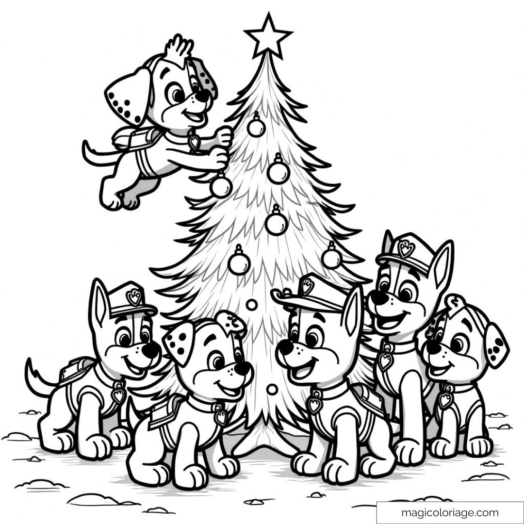 coloriage pat patrouille noel