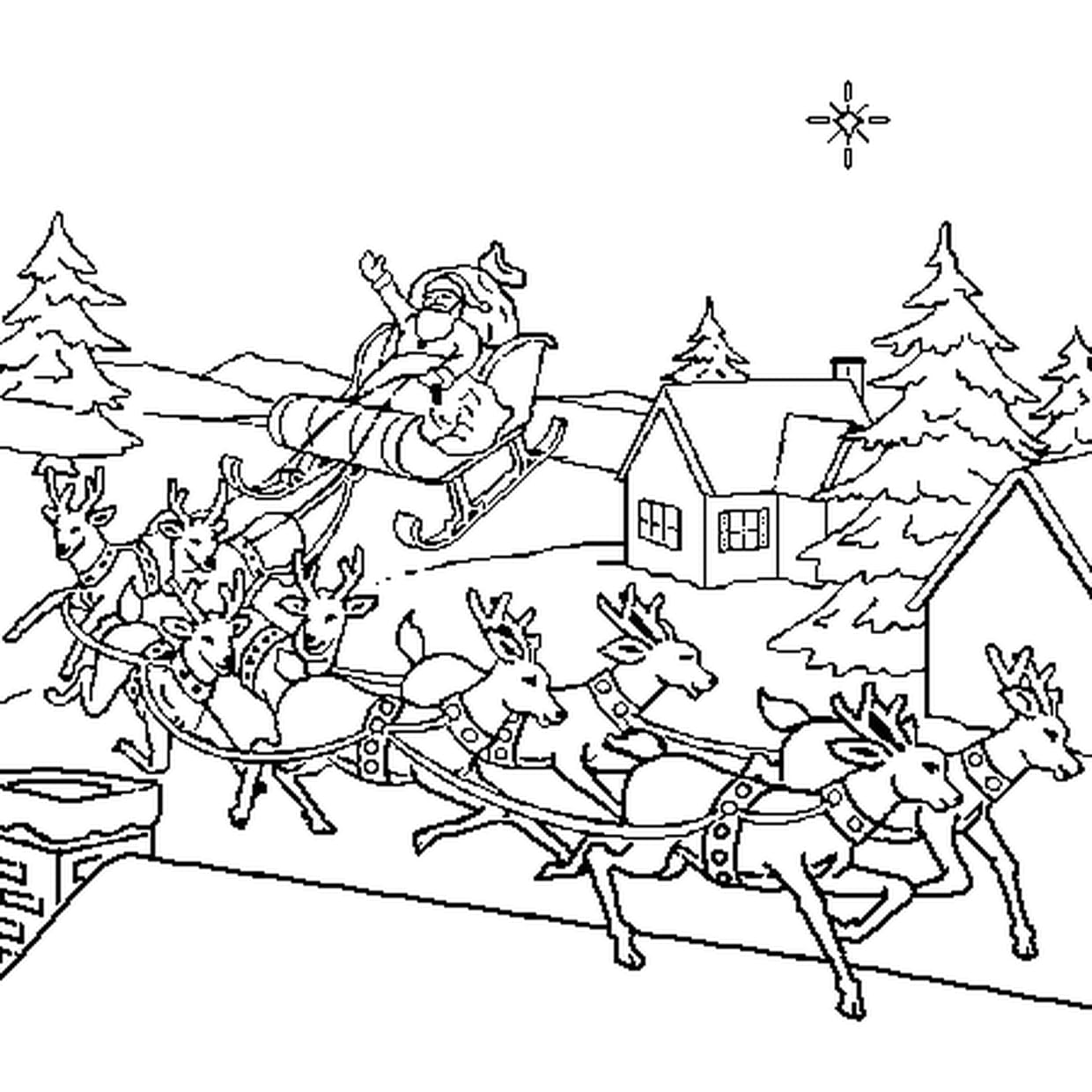 coloriage pere noel traineau