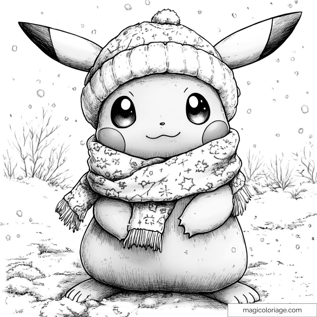 coloriage pikachu noel