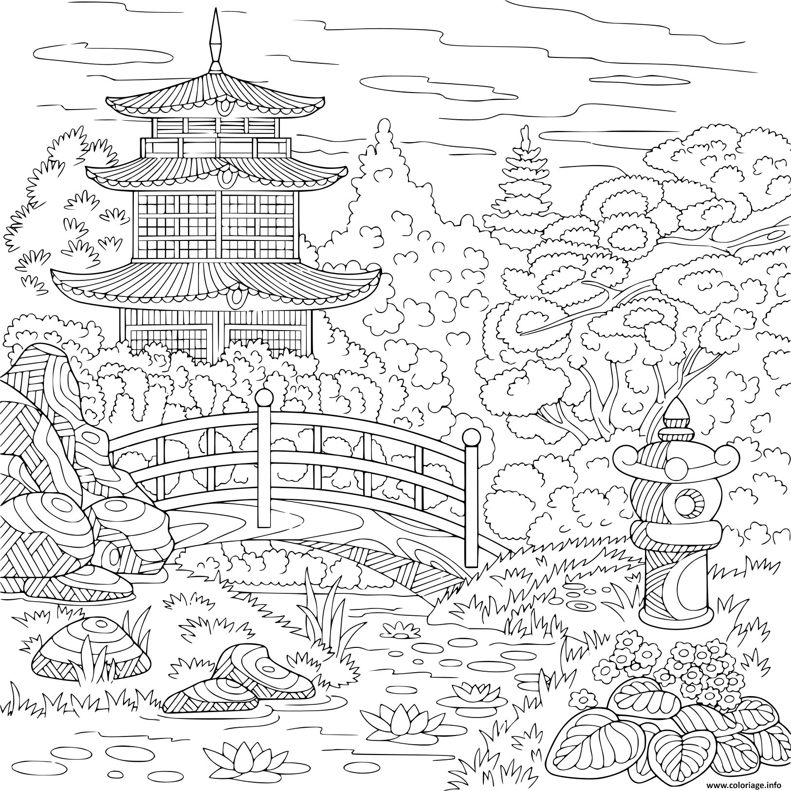 coloriage pour adulte paysage