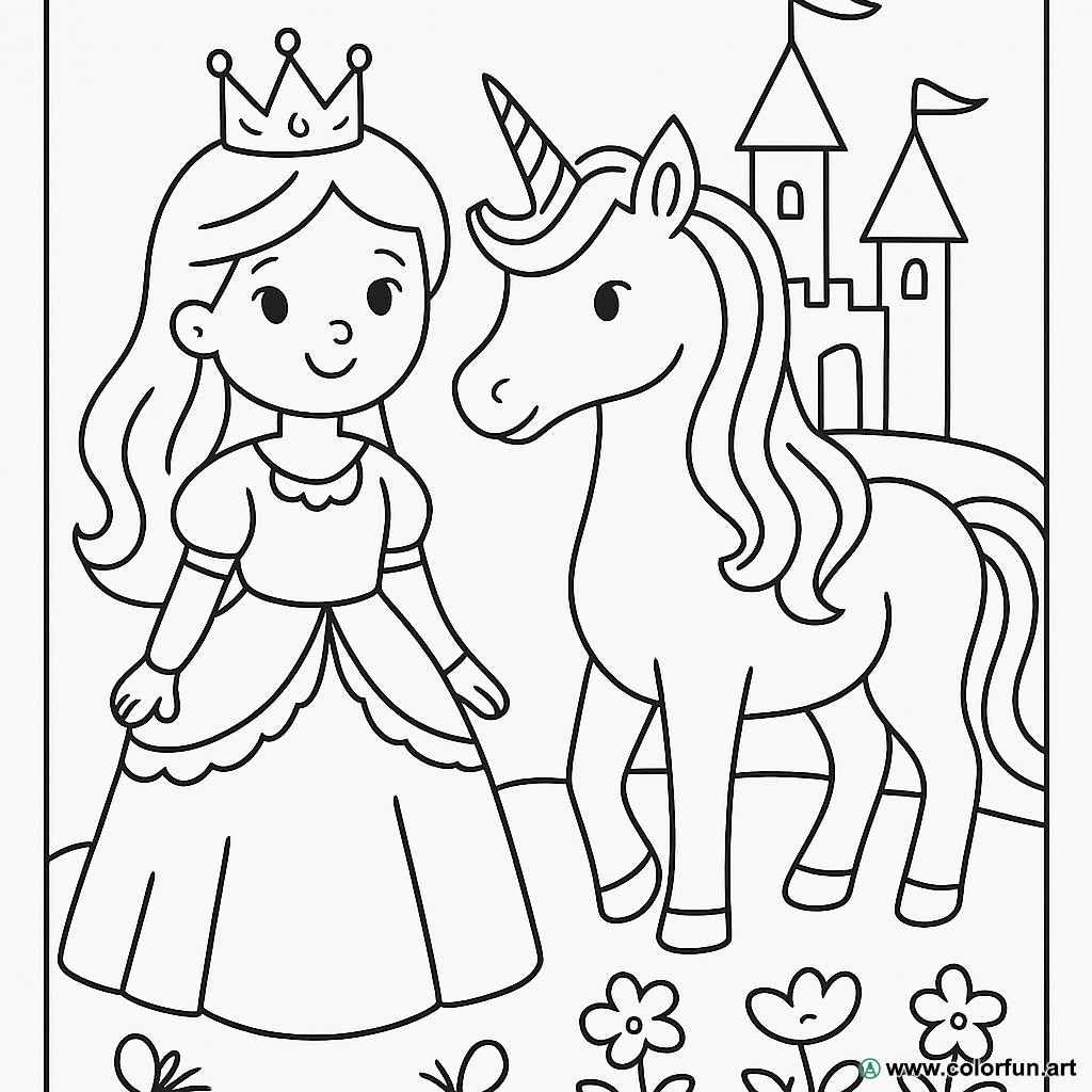 coloriage princesse licorne