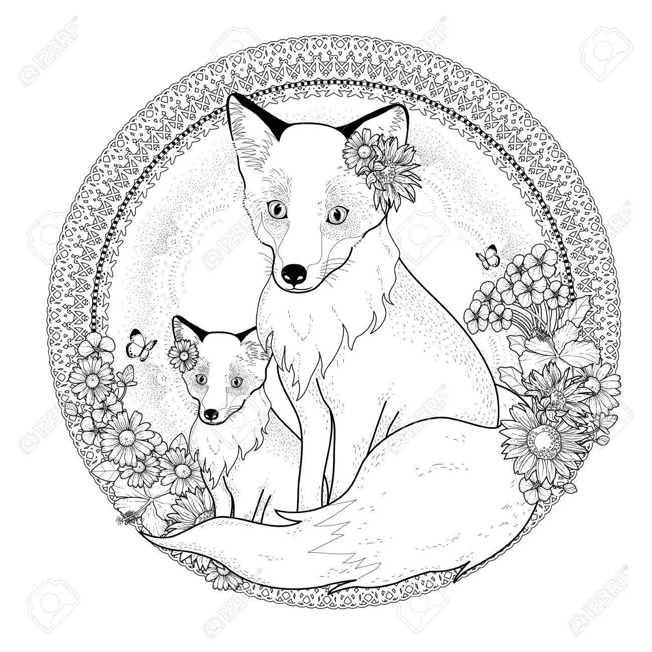 coloriage renard mignon