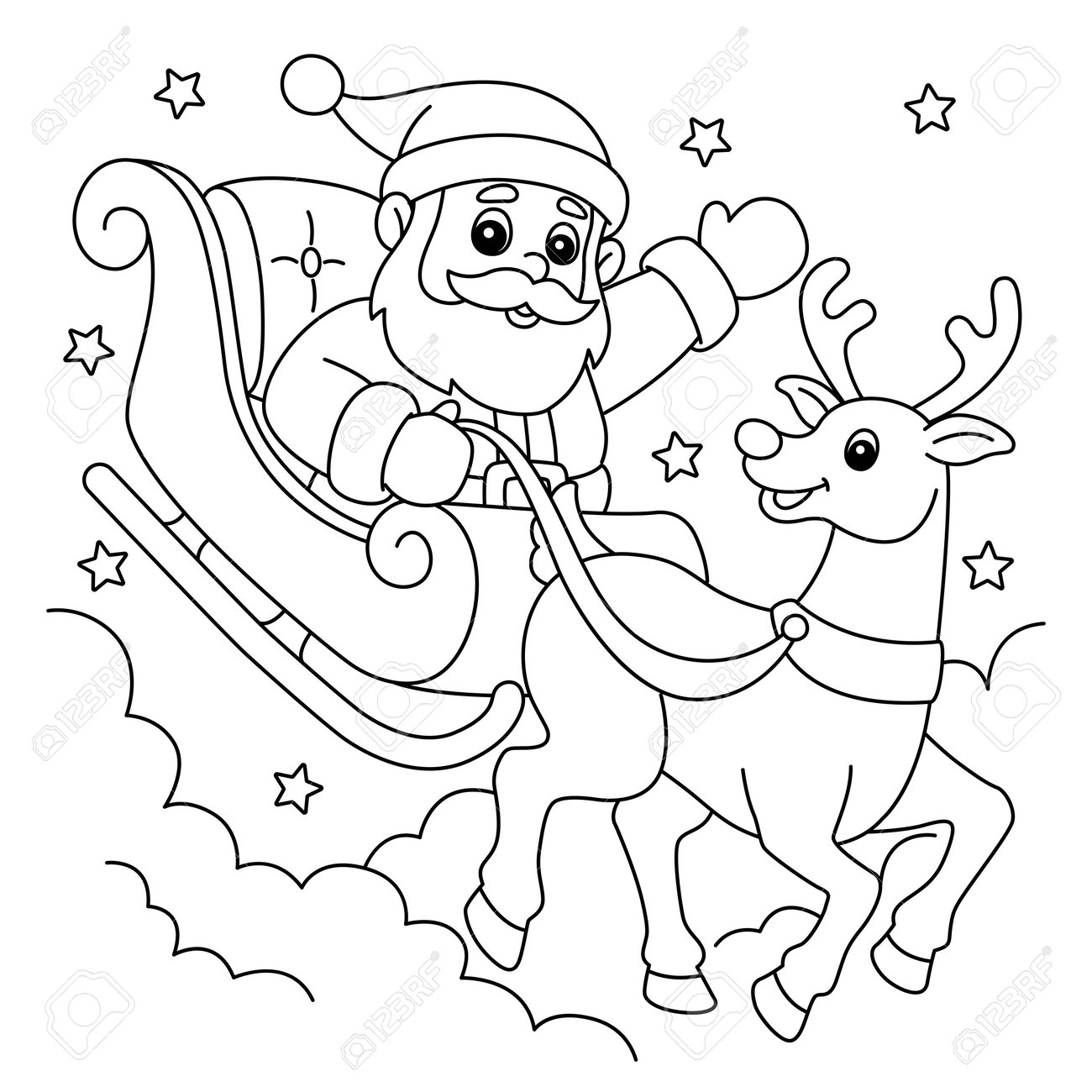 coloriage renne pere noel