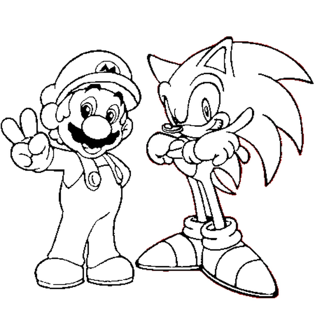 coloriage sonic et mario