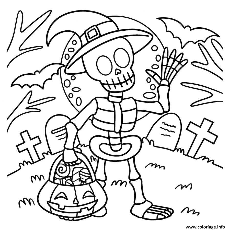 coloriage squelette