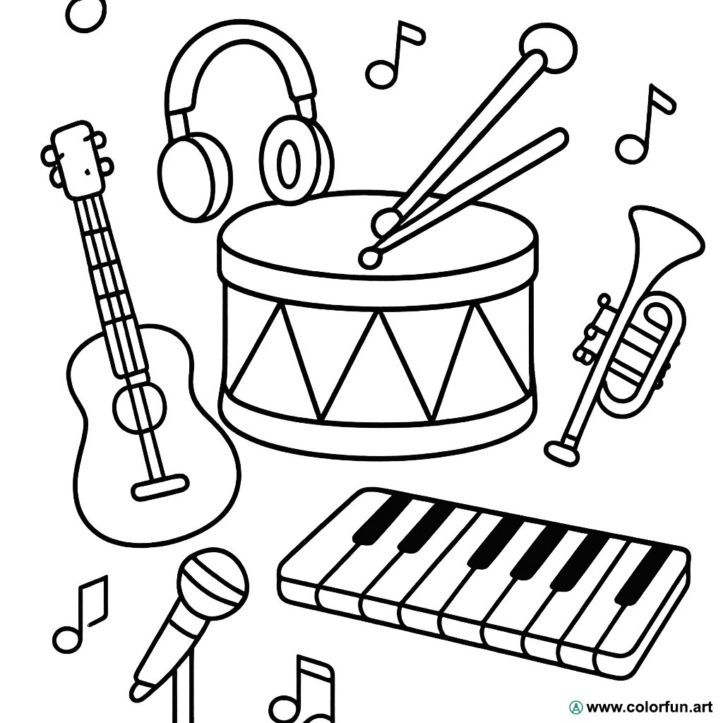 coloriage sur la musique