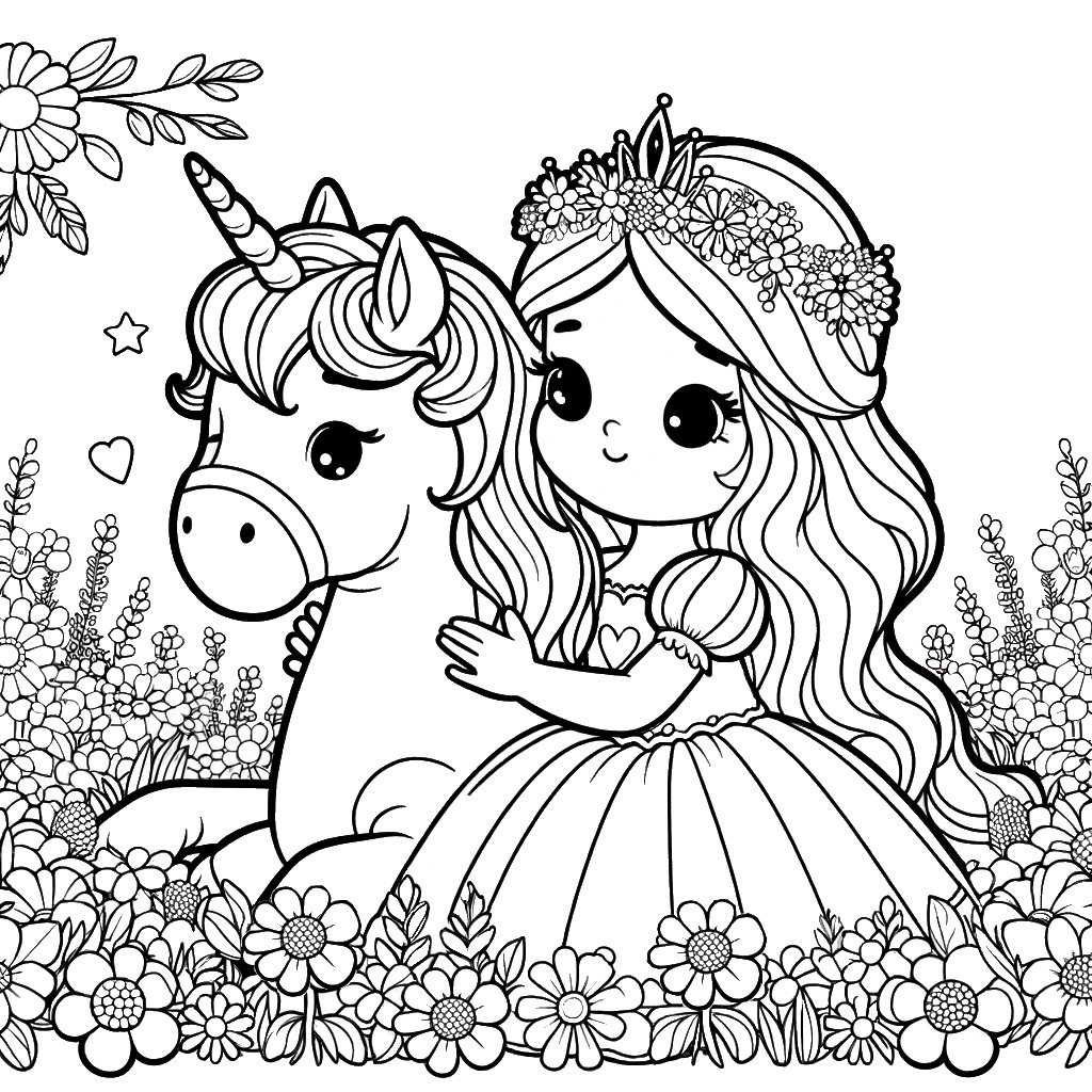 coloriage princesse licorne